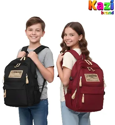 Picture of Trendy Large Capacity 18.5” Waterproof Nylon Backpack – School, College & Travel Bag for Kids & Adults | Laptop Bag Casual Preppy Style – Kazi Brand