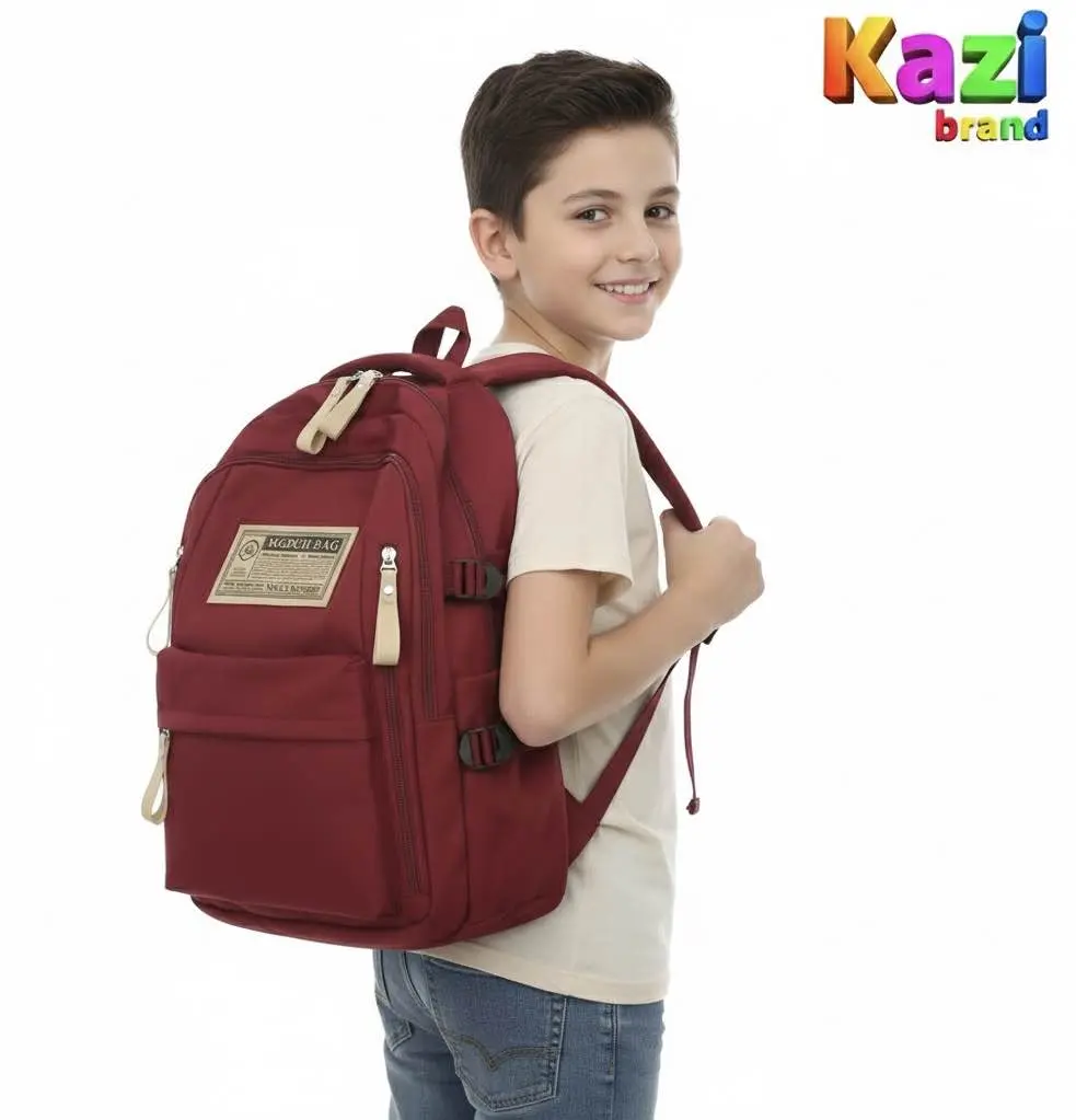 Picture of Trendy Large Capacity 18.5” Waterproof Nylon Backpack – School, College & Travel Bag for Kids & Adults | Laptop Bag Casual Preppy Style – Kazi Brand