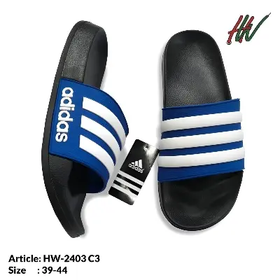 Picture of New Trendy Adidas Adilette Aqua Slides for Men | Stylish Blue and White Triple-Striped Slipper Sandals | Comfortable One-Slip Flat Shoes