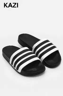 Picture of Premium 3-Stripes Men’s Slides – White & Black | Lightweight EVA Anti-Slip Comfort Slipper – Original China Stock