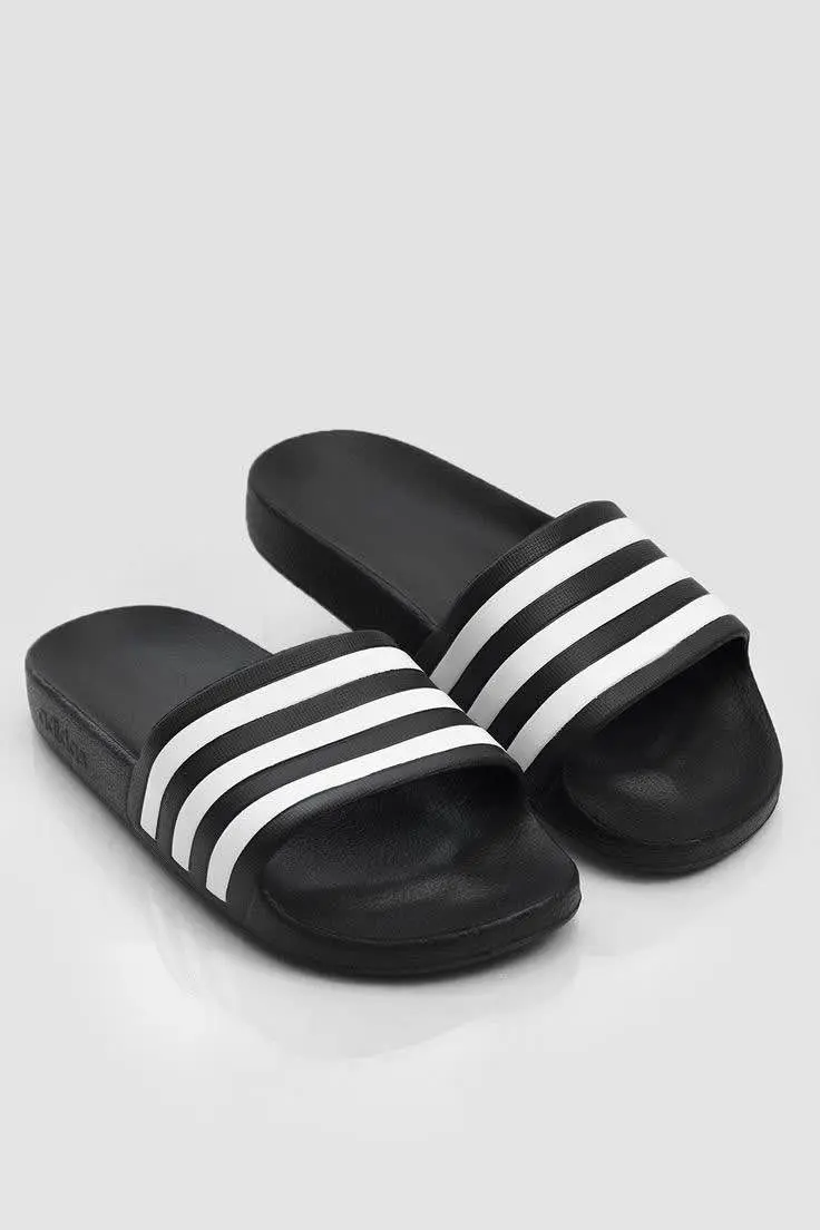 Picture of Premium 3-Stripes Men’s Slides – White & Black | Lightweight EVA Anti-Slip Comfort Slipper – Original China Stock