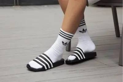 Picture of Premium 3-Stripes Men’s Slides – White & Black | Lightweight EVA Anti-Slip Comfort Slipper – Original China Stock