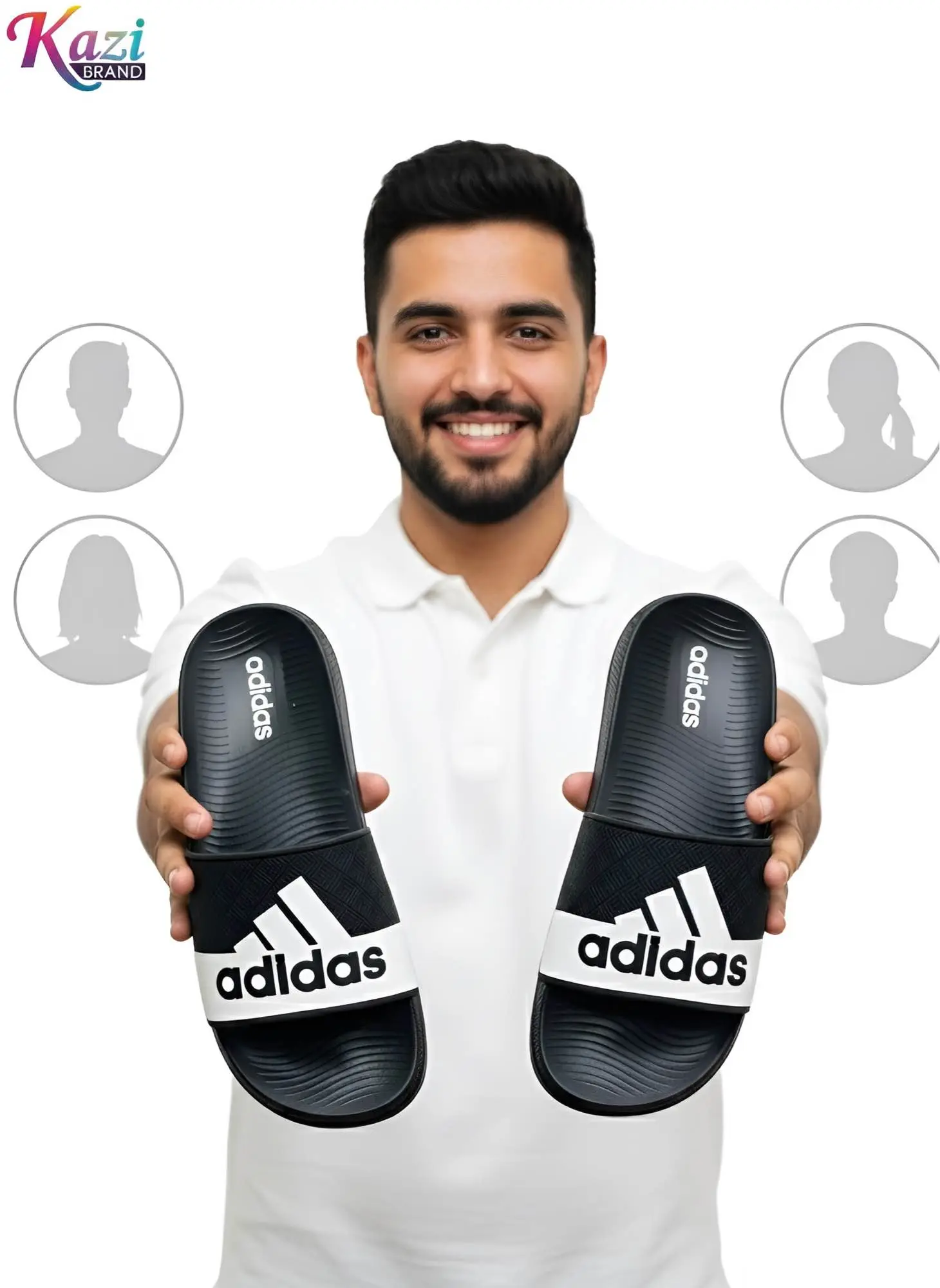 Picture of 🔥 Original Design Adilette Comfort Slides / Sandals (Black & White) - Trendy, Soft, Non-Slip, Lightweight - For Both Men and Women (Unisex)