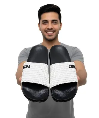 Picture of Men’s Comfortable Slide Slippers – White Soft Sole Casual Sandals | Trendy Summer Slides for Men – Kazi Brand | Size 39-44