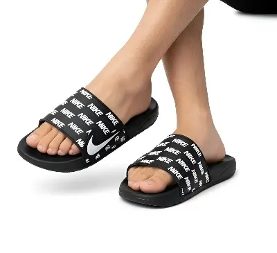Picture of New Stylish Black and White Slide Sandals - Ultra Comfortable EVA Slippers for Men - Trendy Designer Print Slide Shoes (Black and White Shoes)