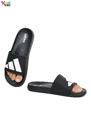 Picture of 🔥 ADIDAS 3-Stripe Black Slide Slipper for Men & Women | Premium Quality Comfortable Casual Flat Sandal | Comfortable black slides/sandals for men and women