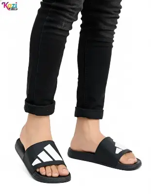 Picture of 🔥 ADIDAS 3-Stripe Black Slide Slipper for Men & Women | Premium Quality Comfortable Casual Flat Sandal | Comfortable black slides/sandals for men and women