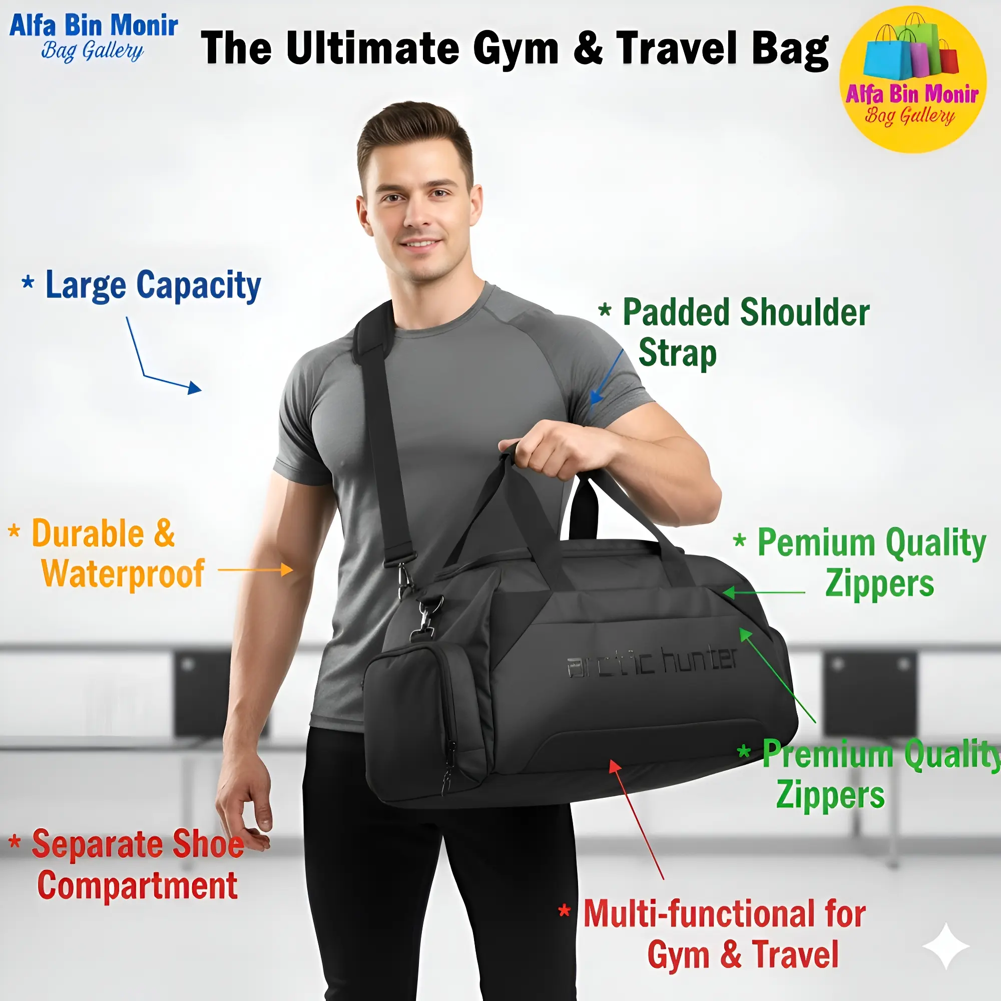 Picture of Arctic Hunter 4-in-1 Waterproof Travel Duffel Gym Sports Bag