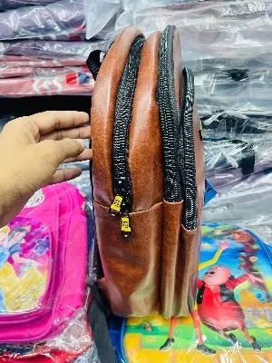 Picture of Viral CAT Design Faux Leather Laptop Backpack for Men & Women | Stylish Tan & Black Checkered College, Office & Travel Bag | Durable PU Leather, Multi-pocket Organizer