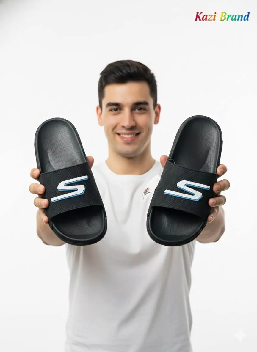 Picture of Men's Sporty Black Slide Slipper Sandal | Trendy EVA Comfort Flat Shoe | For Indoor & Outdoor Use | Non-Slip, New Collection