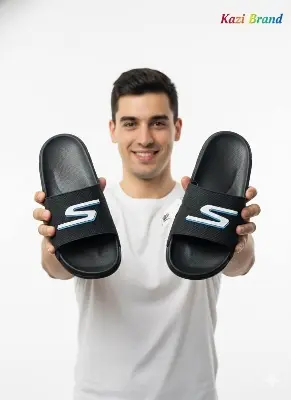 Picture of Men's Sporty Black Slide Slipper Sandal | Trendy EVA Comfort Flat Shoe | For Indoor & Outdoor Use | Non-Slip, New Collection