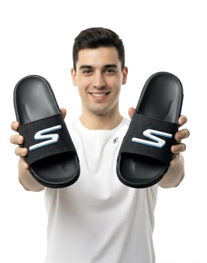 Picture of Men's Sporty Black Slide Slipper Sandal | Trendy EVA Comfort Flat Shoe | For Indoor & Outdoor Use | Non-Slip, New Collection