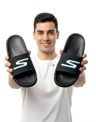 Picture of Men's Sporty Black Slide Slipper Sandal | Trendy EVA Comfort Flat Shoe | For Indoor & Outdoor Use | Non-Slip, New Collection