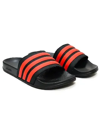 Picture of 💥 Best Selling Adilette Style Slides | Trendy Black & Red 3-Stripes Comfort Slipper | New Design Comfortable Sandals & Shoes for Men & Boys