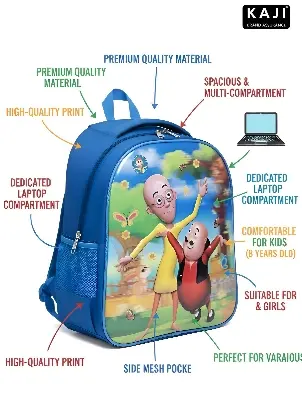Picture of Trendy Motu Patlu Backpack for 5 to 14 Years Old - Durable & Multi-Compartment Kids Bag - Ideal for School & Travel