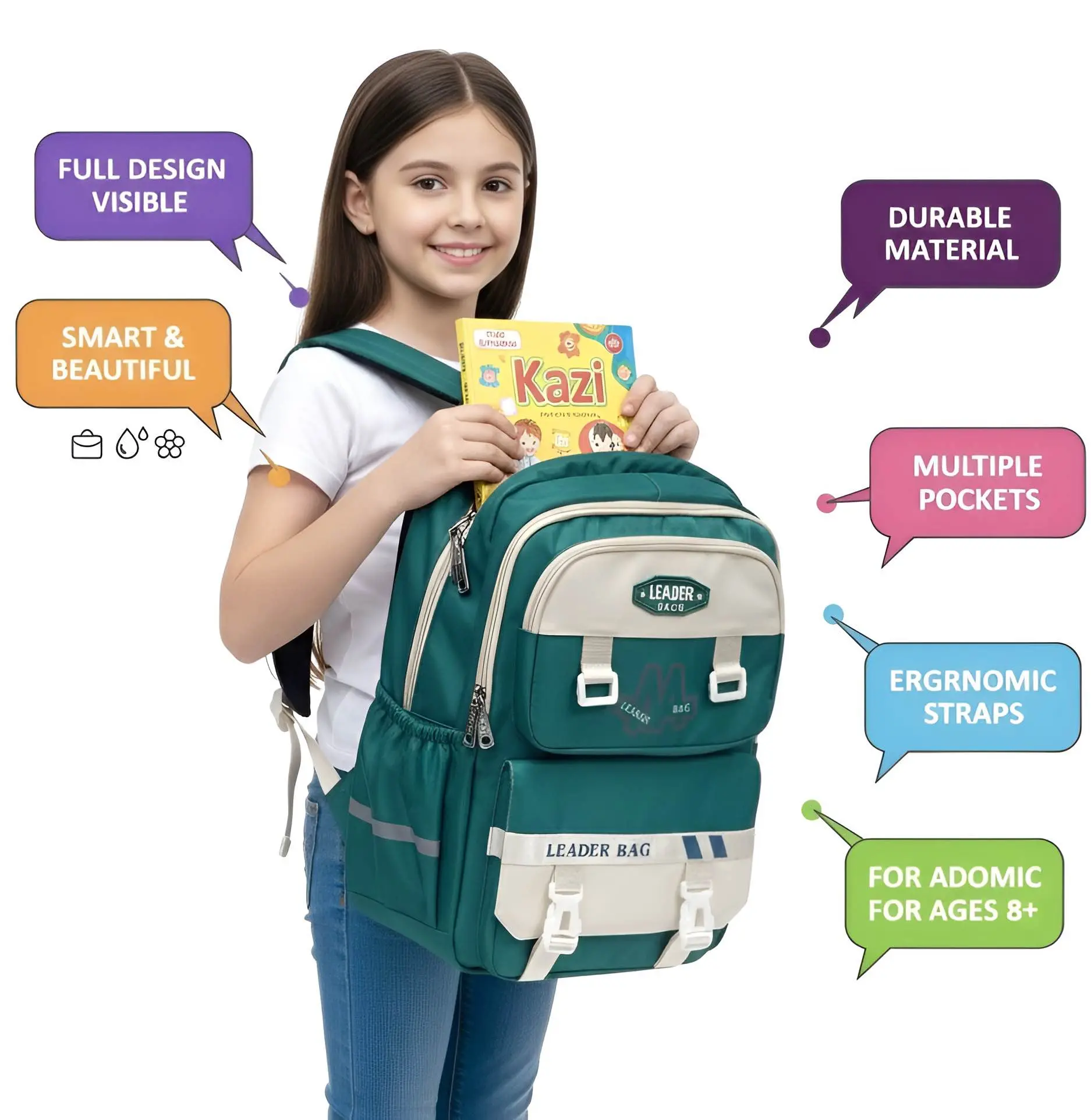 Picture of 👑 Premium Quality School College Backpack | Durable & Trendy Daypack for Students (Girls & Boys)