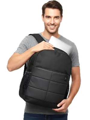 Picture of Premium HP Stylish Quilted Black Laptop Backpack 15.6 Inch | Waterproof & Durable Travel, College, Office Bag for Men & Women