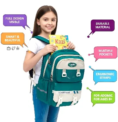 Picture of Waterproof Stylish Backpack for School & College (Kids/Children) – Large Capacity, Lightweight & Spine Protection | Kazi Brand