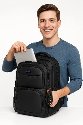 Picture of New Model Business Laptop Backpack | Premium Leather Finish Waterproof Office & Travel Bag | 15.6 Inch Anti-Theft College Bag for Men