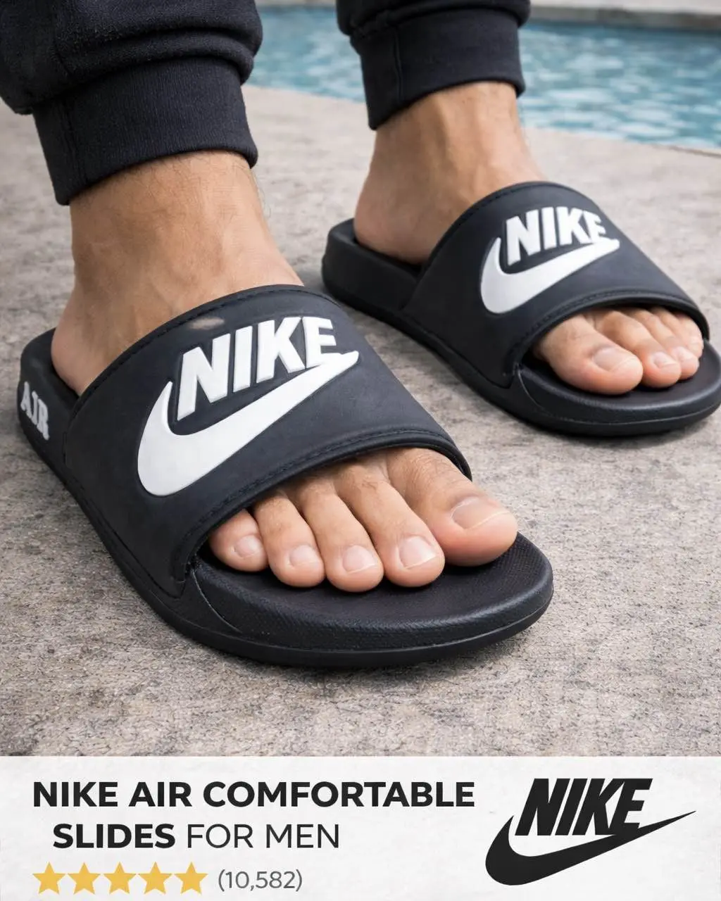 Picture of Nike Men’s Soft & Comfortable Slide Slipper | Daily Casual & Bathroom Use | Black Rubber Slipper