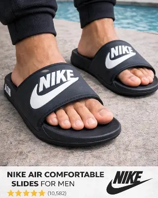 Picture of Nike Men’s Soft & Comfortable Slide Slipper | Daily Casual & Bathroom Use | Black Rubber Slipper
