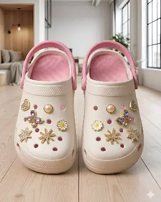 Picture of Aura Pearl Edge Clogs | Trendy Pink Women Sandals