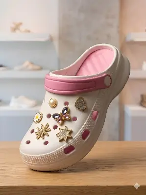 Picture of Aura Pearl Edge Clogs | Trendy Pink Women Sandals