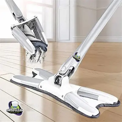 Picture of X Type Flat Floor Mop – 360 Degree Rotating Microfiber Mop with Stainless Steel Handle for Home