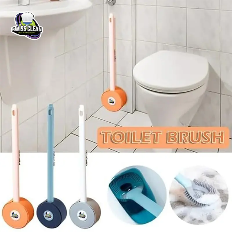 Picture of Silicone Round Toilet Brush with Holder – Flexible Soft Bristle Bathroom Cleaning Brush for Deep & Hygienic Cleaning (Multicolor)