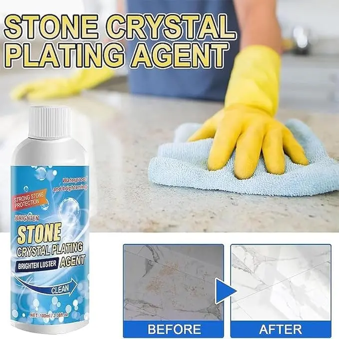 Picture of Stone Stain Remover Cleaner, Nano Stone Crystal Plating Agent, Marble Stone Cleaner Polishes, Crystal Plating Agen for Kitchen, Patio, Backyard Marble Cleaner and Polish (Pack Of 1) 450ml