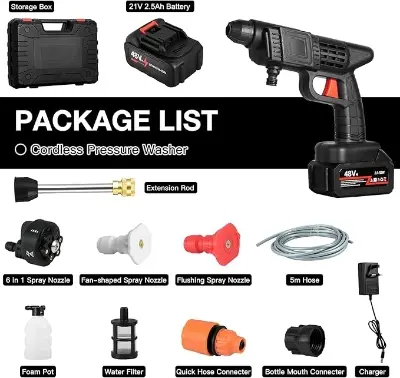 Picture of 48v High Pressure Cordless Car Washer Wireless Spray Portable Water Gun Cleaning Machine For Irrigation With Lithium Battery - Sarah Pro