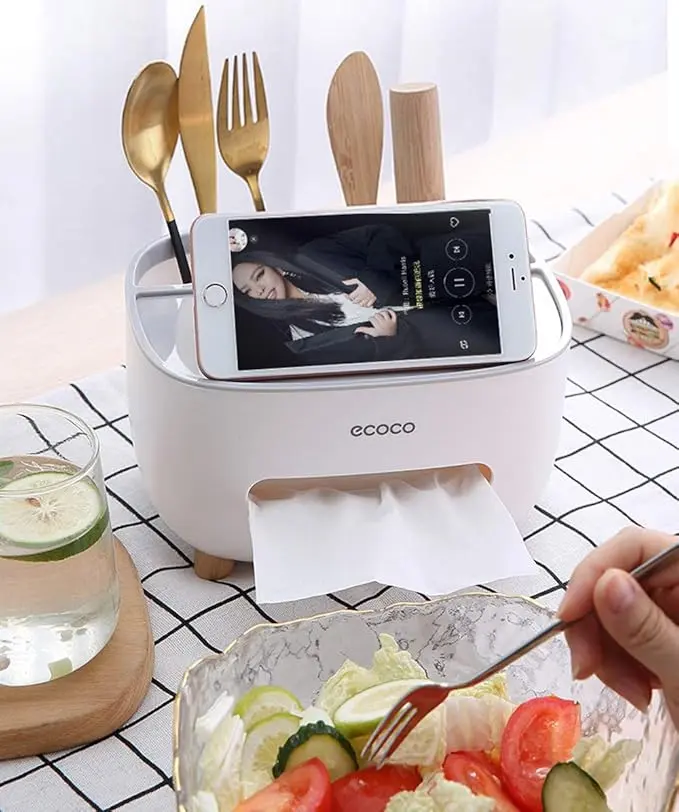 Picture of Ecoco Tissue Case & Multifunctional Desk Organizer(White)