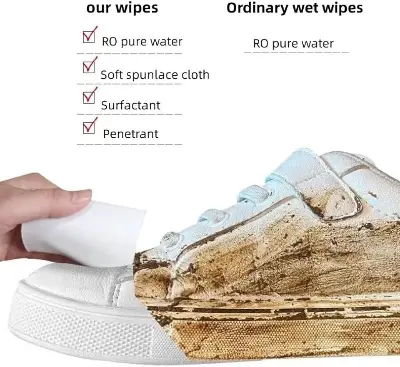 Picture of Disposable Shoe Cleaning Wipes Quick Shine Clean Wet Wipes (80 Wipes In 1 Packet)