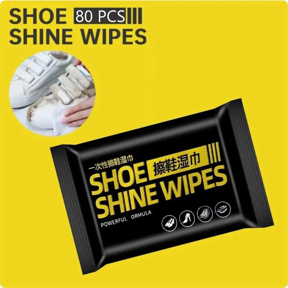 Picture of Disposable Shoe Cleaning Wipes Quick Shine Clean Wet Wipes (80 Wipes In 1 Packet)
