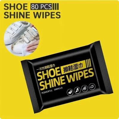 Picture of Disposable Shoe Cleaning Wipes Quick Shine Clean Wet Wipes (80 Wipes In 1 Packet)