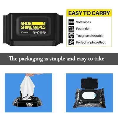 Picture of Disposable Shoe Cleaning Wipes Quick Shine Clean Wet Wipes (80 Wipes In 1 Packet)
