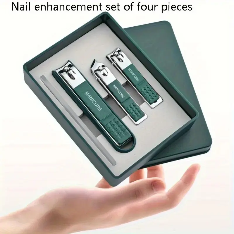 Picture of 4pcs/set Nail Clippers With Nail File Set Sharp Edge Fingernail And Toenail Clipper Cutter Nail File