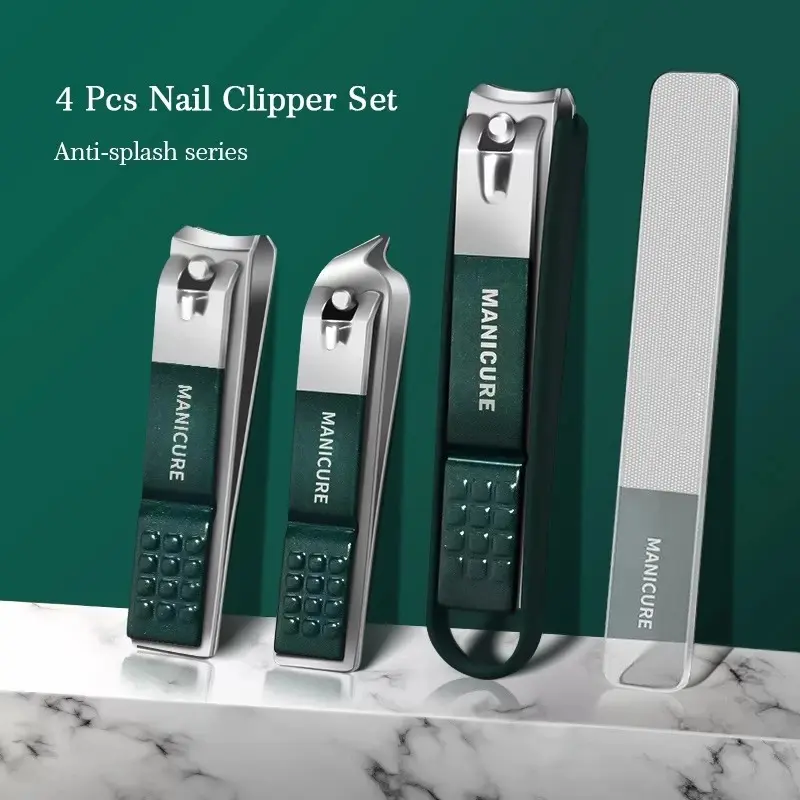 Picture of 4pcs/set Nail Clippers With Nail File Set Sharp Edge Fingernail And Toenail Clipper Cutter Nail File