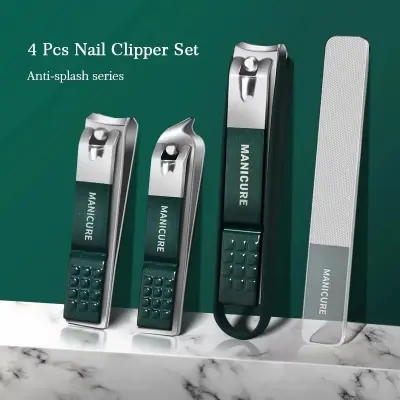 Picture of 4pcs/set Nail Clippers With Nail File Set Sharp Edge Fingernail And Toenail Clipper Cutter Nail File
