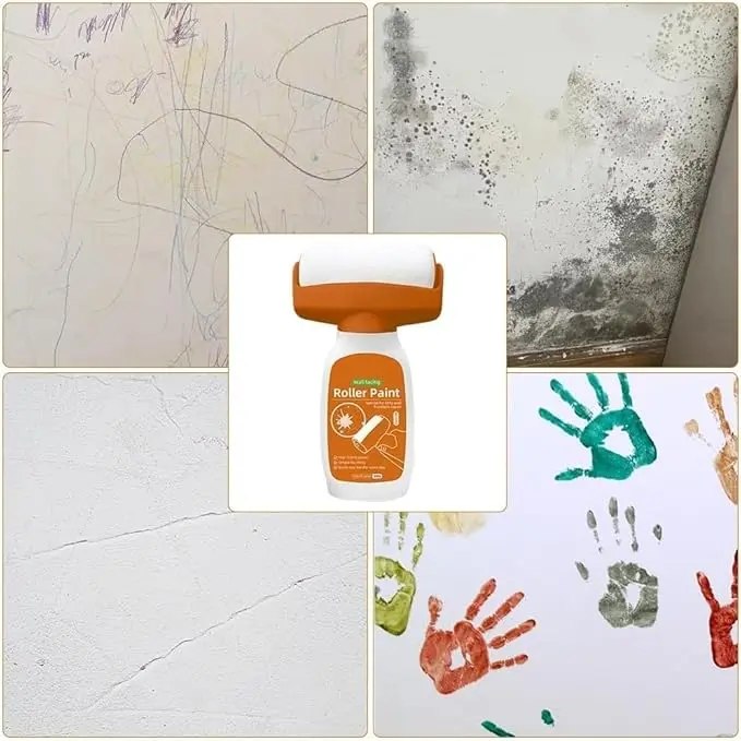 Picture of Wall Repair Roller Paint Multifunctional White Paint Roller for Wall Painting Water Based Latex DIY WAll Rolling PaInt for Wall Repair Rolling Brush WAll Paint Tool for Cracks & Stains (500g)(White)