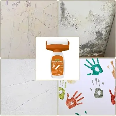 Picture of Wall Repair Roller Paint Multifunctional White Paint Roller for Wall Painting Water Based Latex DIY WAll Rolling PaInt for Wall Repair Rolling Brush WAll Paint Tool for Cracks & Stains (500g)(White)