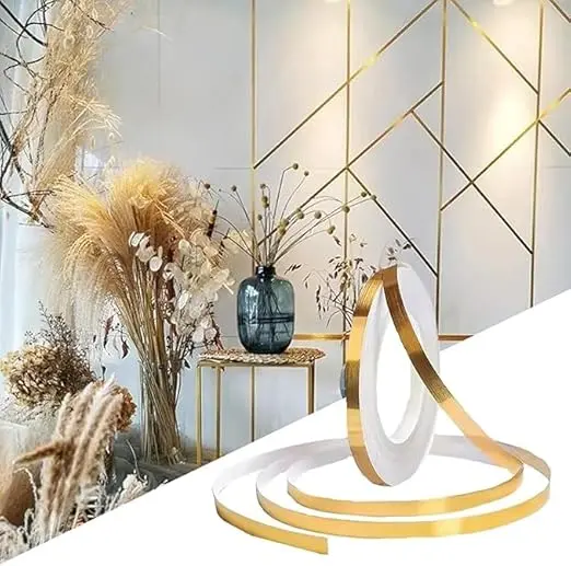 Picture of 50M/Roll Gold Beautiful Seam Ceramic Tile Stickers Mildewproof Decor Self Adhesive Wall Tape Floor Tile Sewing Sticker(Gold)