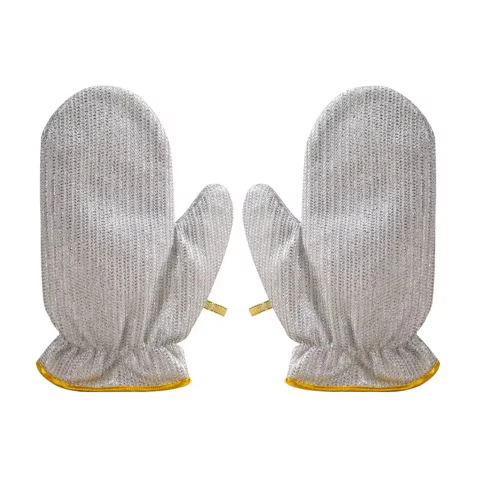 Picture of Housework Cleaning Gloves Steel Wire Ball Dish Washing Gloves Kitchen Dishcloth Dishwashing Cleaning Cloth Cleaning Tools 2 pics(2 pics Gloves)