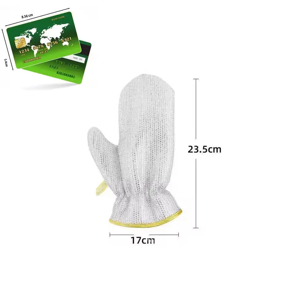 Picture of Housework Cleaning Gloves Steel Wire Ball Dish Washing Gloves Kitchen Dishcloth Dishwashing Cleaning Cloth Cleaning Tools 2 pics(2 pics Gloves)
