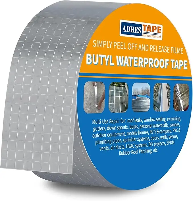 Picture of Aluminum Foil Tape Butyl Waterproof Tape Super Fix Repair Wall Crack Easy to Use 10 mitter(Silver)