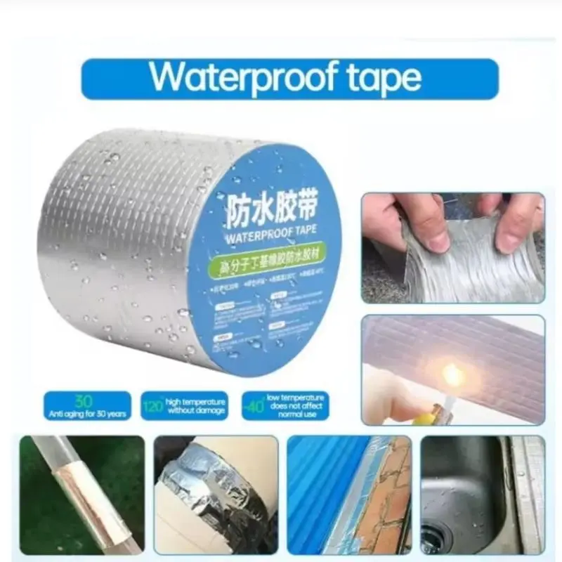 Picture of Aluminum Foil Tape Butyl Waterproof Tape Super Fix Repair Wall Crack Easy to Use 10 mitter(Silver)