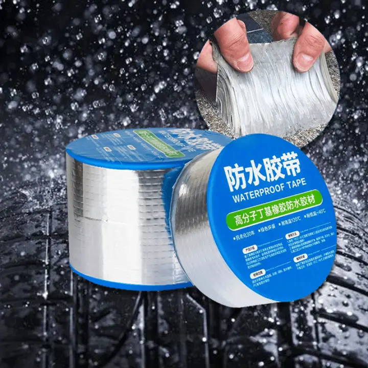 Picture of Aluminum Foil Tape Butyl Waterproof Tape Super Fix Repair Wall Crack Easy to Use 10 mitter(Silver)