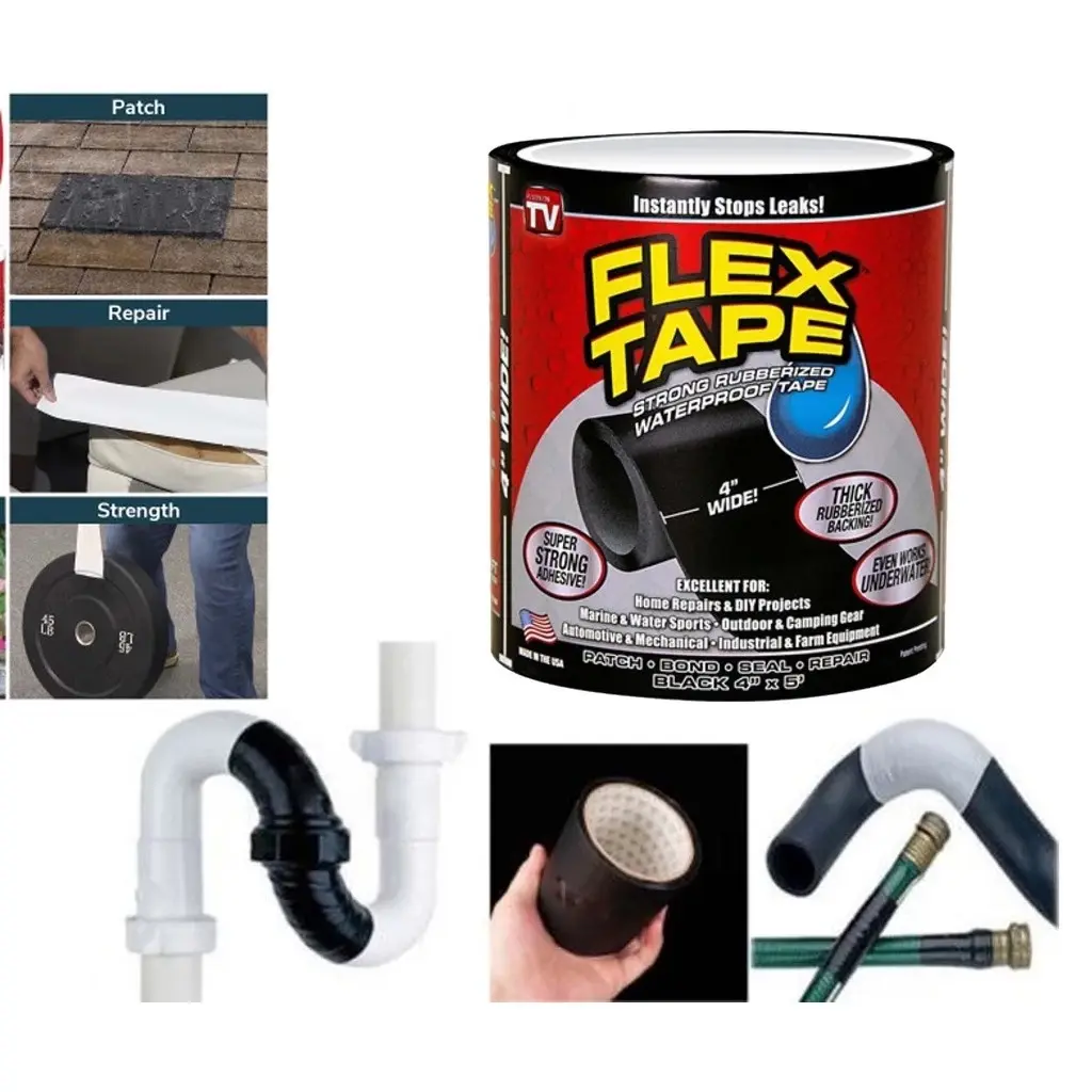 Picture of PVC Rubberized Water Leakage Seal Tape Silicon Sealant Tape Waterproof Flex Tape for Water Tank Sink Sealant for Gaps Flex Tape (Pack of 1)(Black)