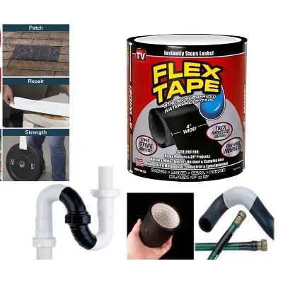 Picture of PVC Rubberized Water Leakage Seal Tape Silicon Sealant Tape Waterproof Flex Tape for Water Tank Sink Sealant for Gaps Flex Tape (Pack of 1)(Black)