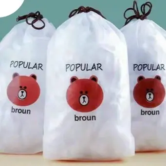 Picture of 100 pics Disposable Food Cover Plastic Wrap Elastic Food(100pcs Food Cover)